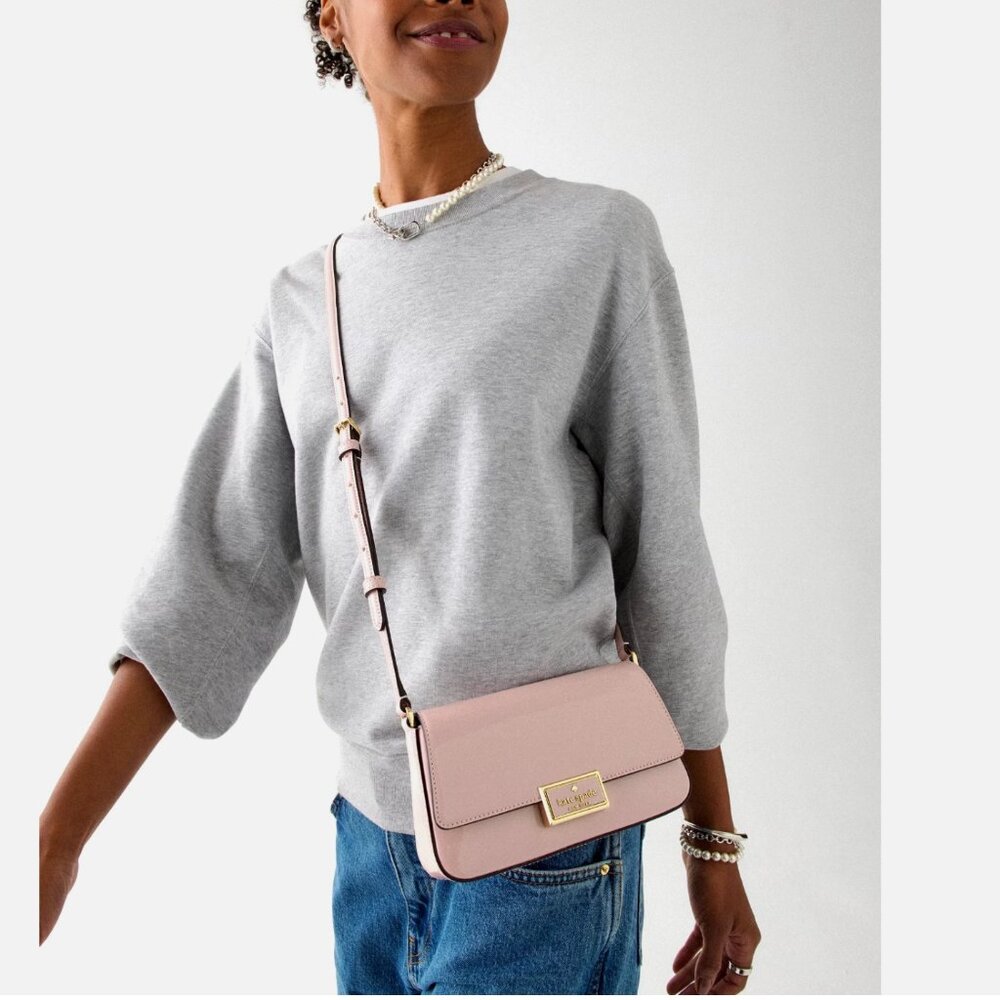 New Kate Spade Reegan Patent Mini Flap Crossbody Tutu Pink